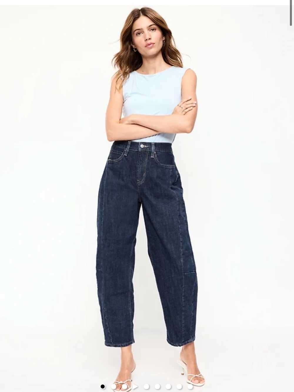 Old Navy High-Waisted Barrel Ankle Dark Wash Jeans